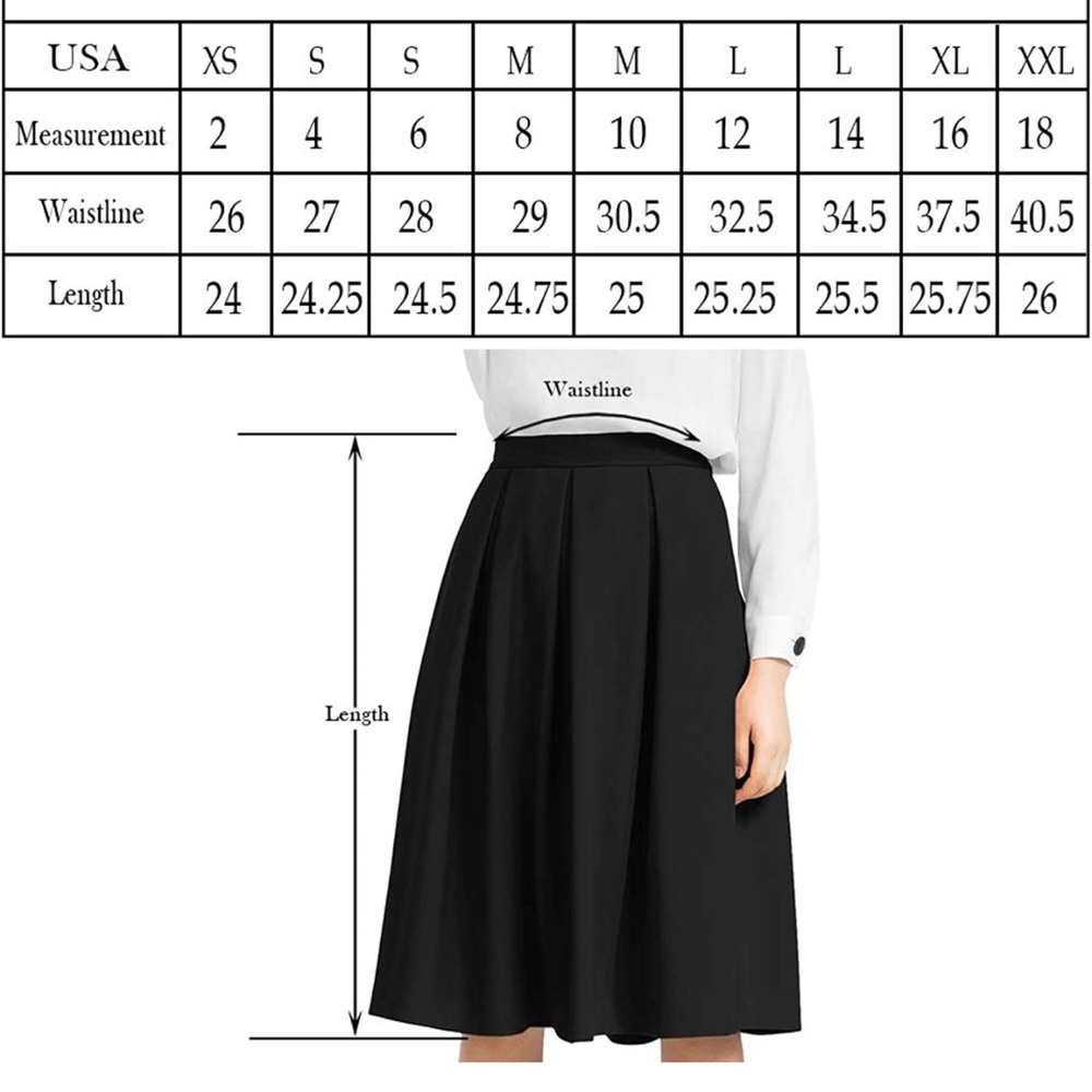 Yige Women's High Waist Flared Skirt Pleated Midi Skirt with Pocket